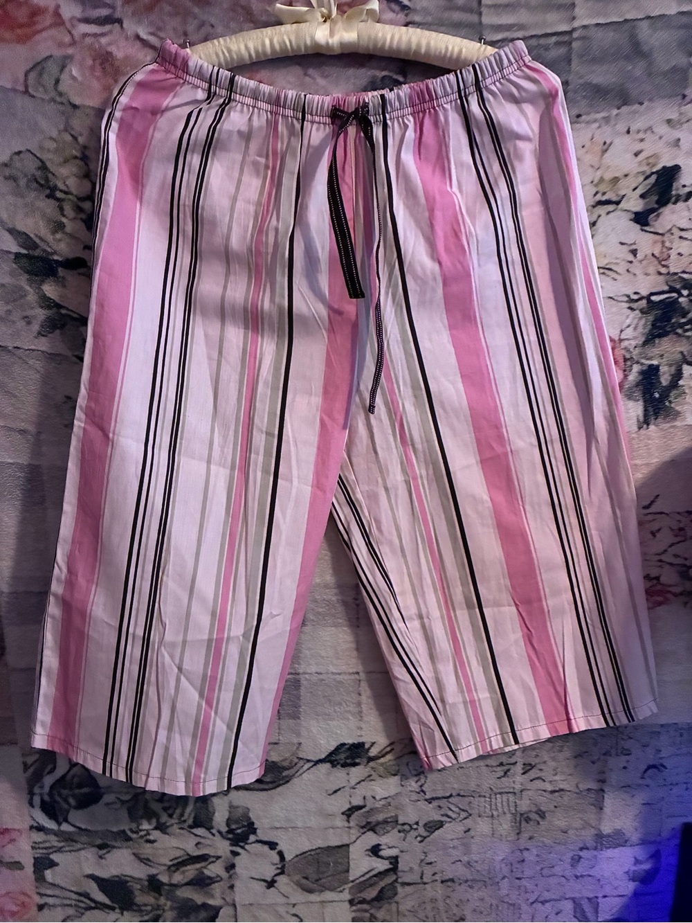 Jessica Pink and White Striped Cotton Lounge Pants